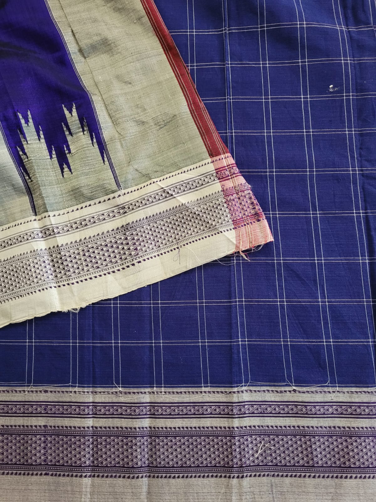 Blue Ilkal Cotton Saree Silk Pallu