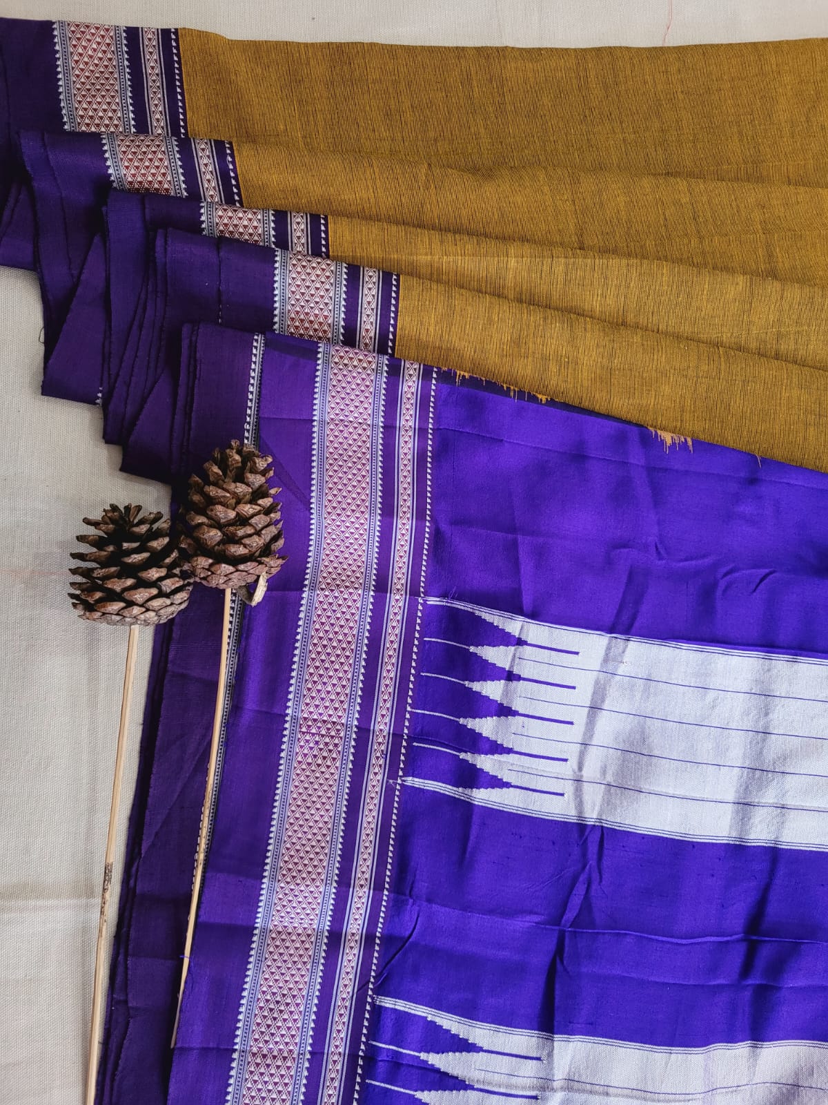 Navy Blue Ilkal Cotton Saree Silk Pallu