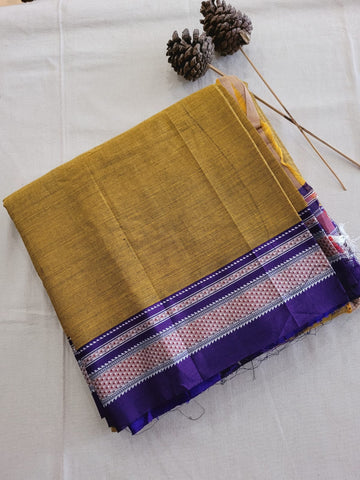Navy Blue Ilkal Cotton Saree Silk Pallu