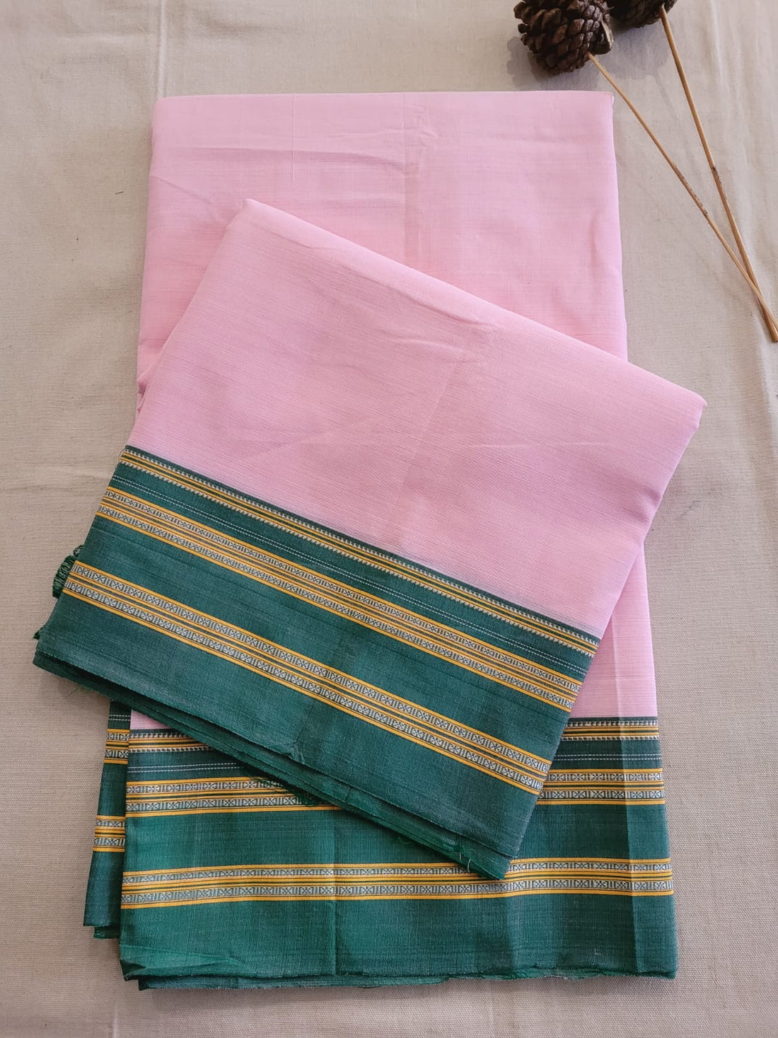 Pink Ilkal Cotton Saree Silk Pallu