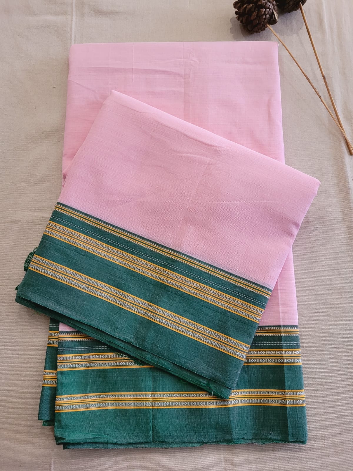 Pink Ilkal Cotton Saree Silk Pallu