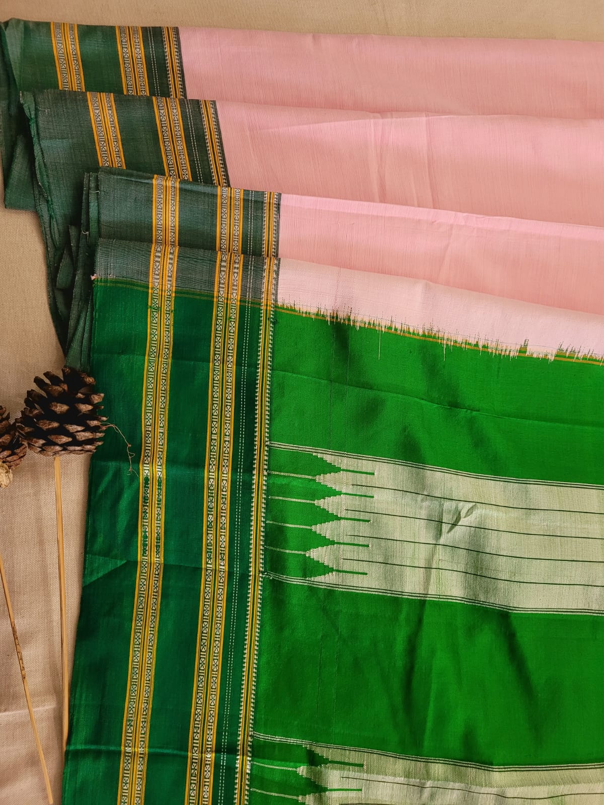 Pink Ilkal Cotton Saree Silk Pallu