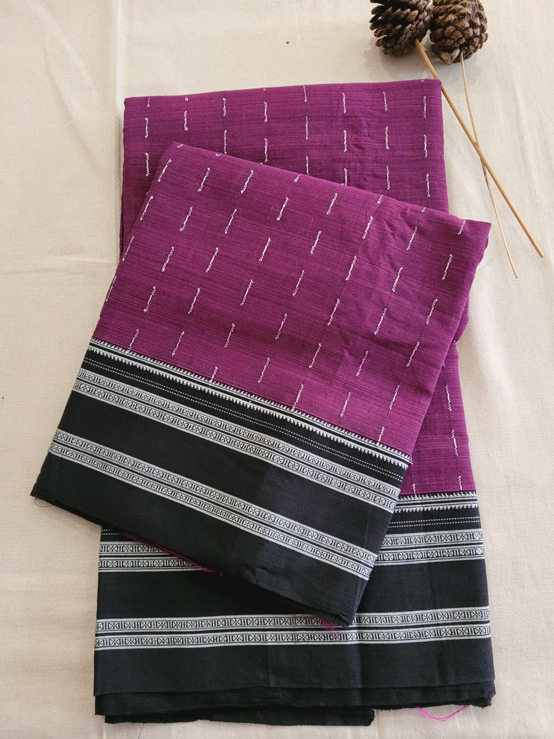 Black Ilkal Cotton Saree Silk Pallu