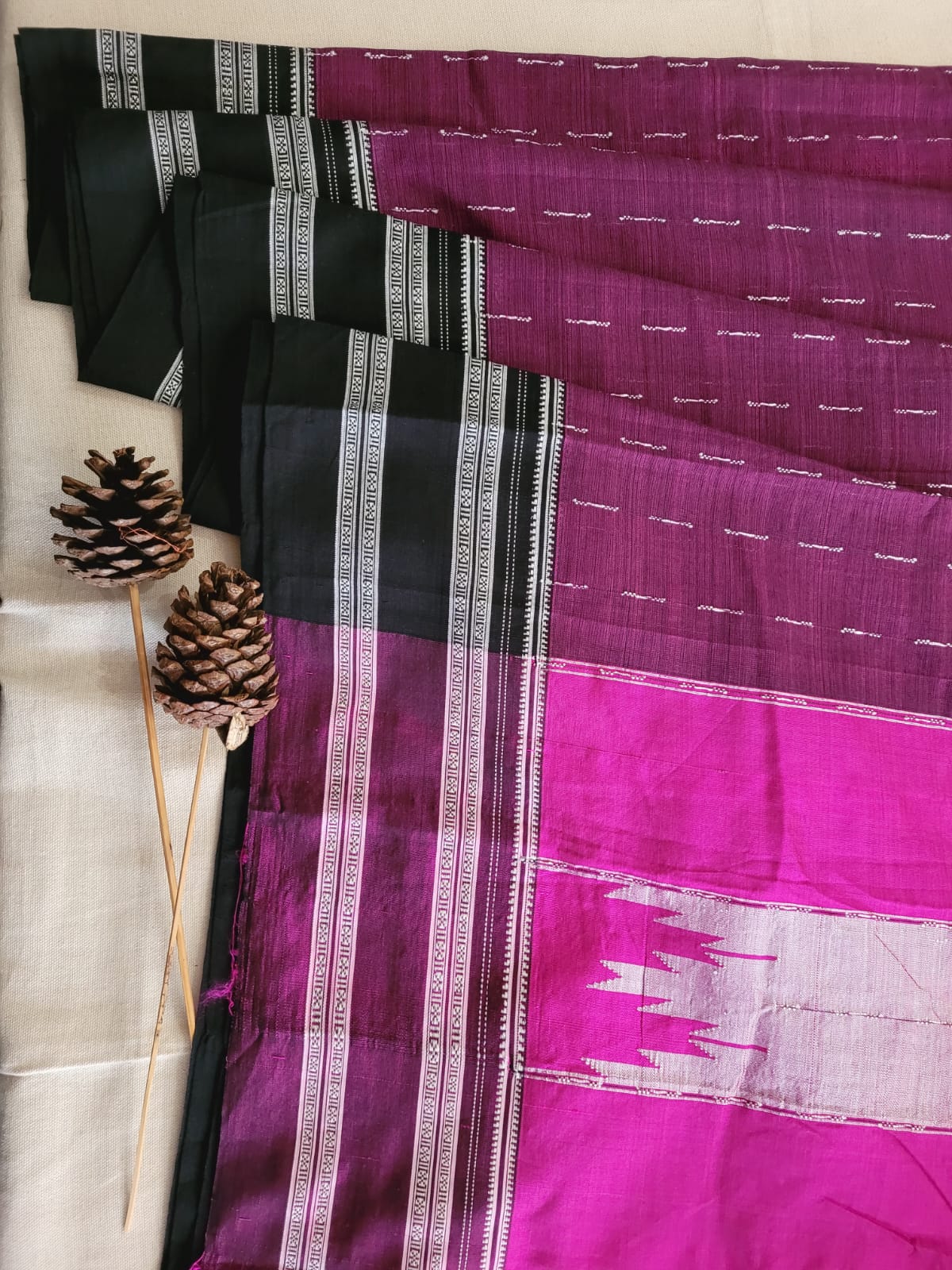 Black Ilkal Cotton Saree Silk Pallu