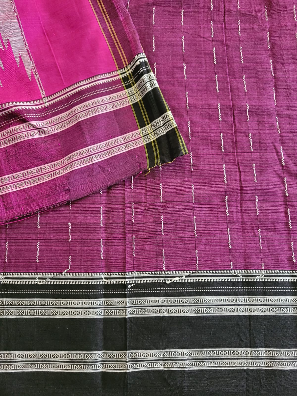 Black Ilkal Cotton Saree Silk Pallu
