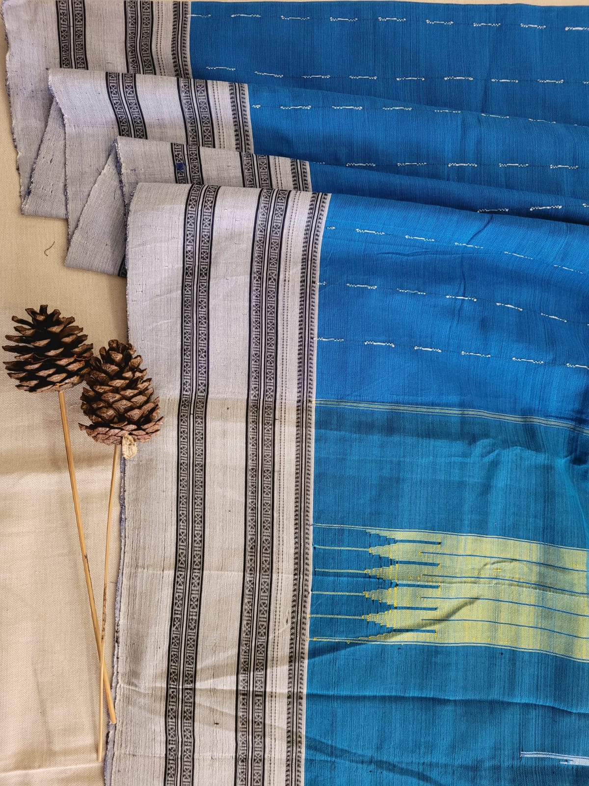 Blue Ilkal Cotton Saree Silk Pallu