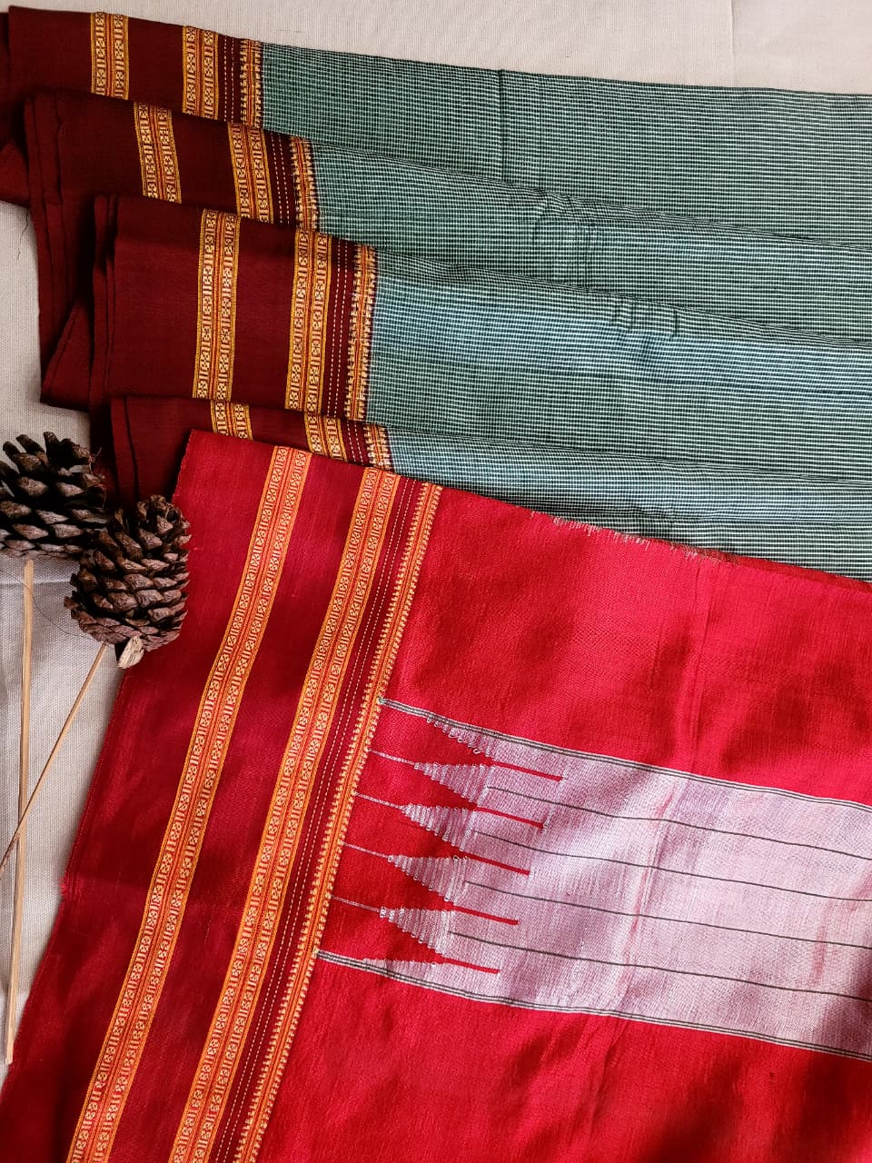 Red Ilkal Saree Silk Pallu