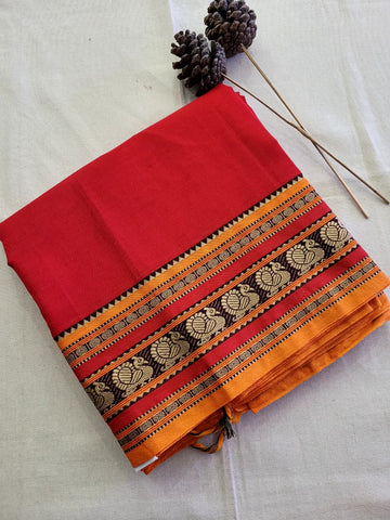 Red Narayanpet Cotton Saree