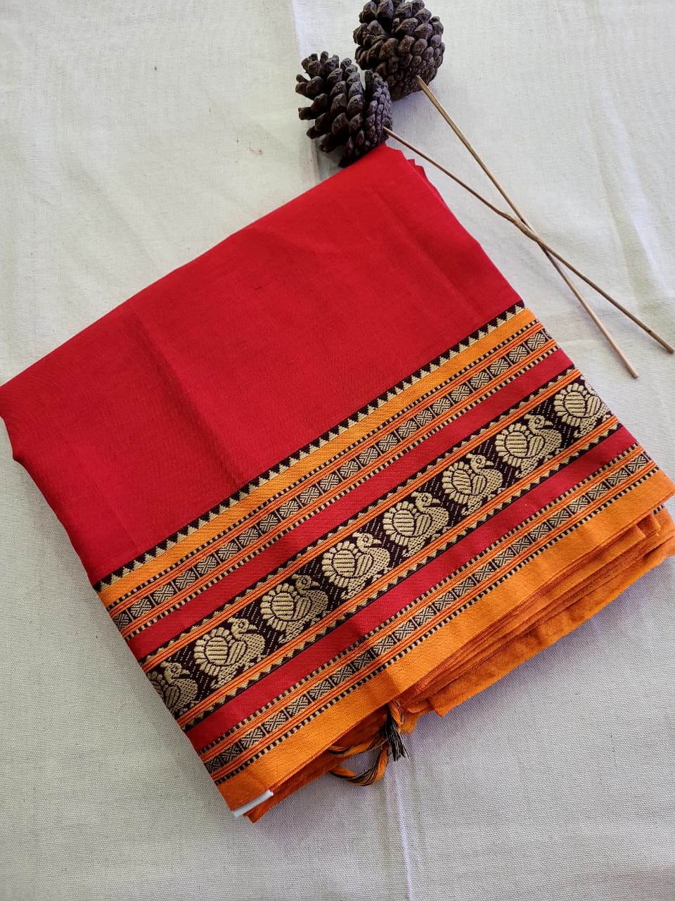 Red Narayanpet Cotton Saree