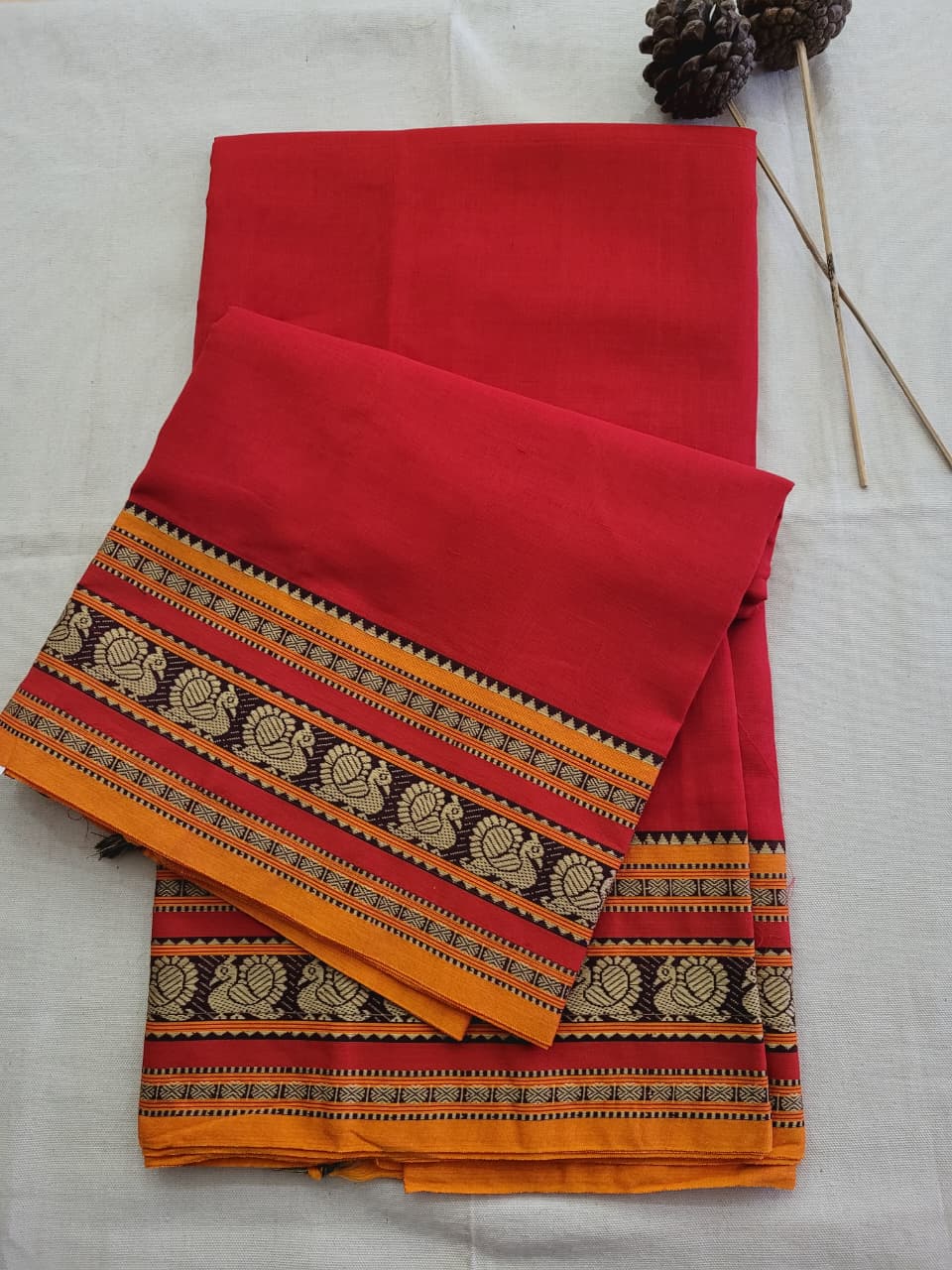 Red Narayanpet Cotton Saree