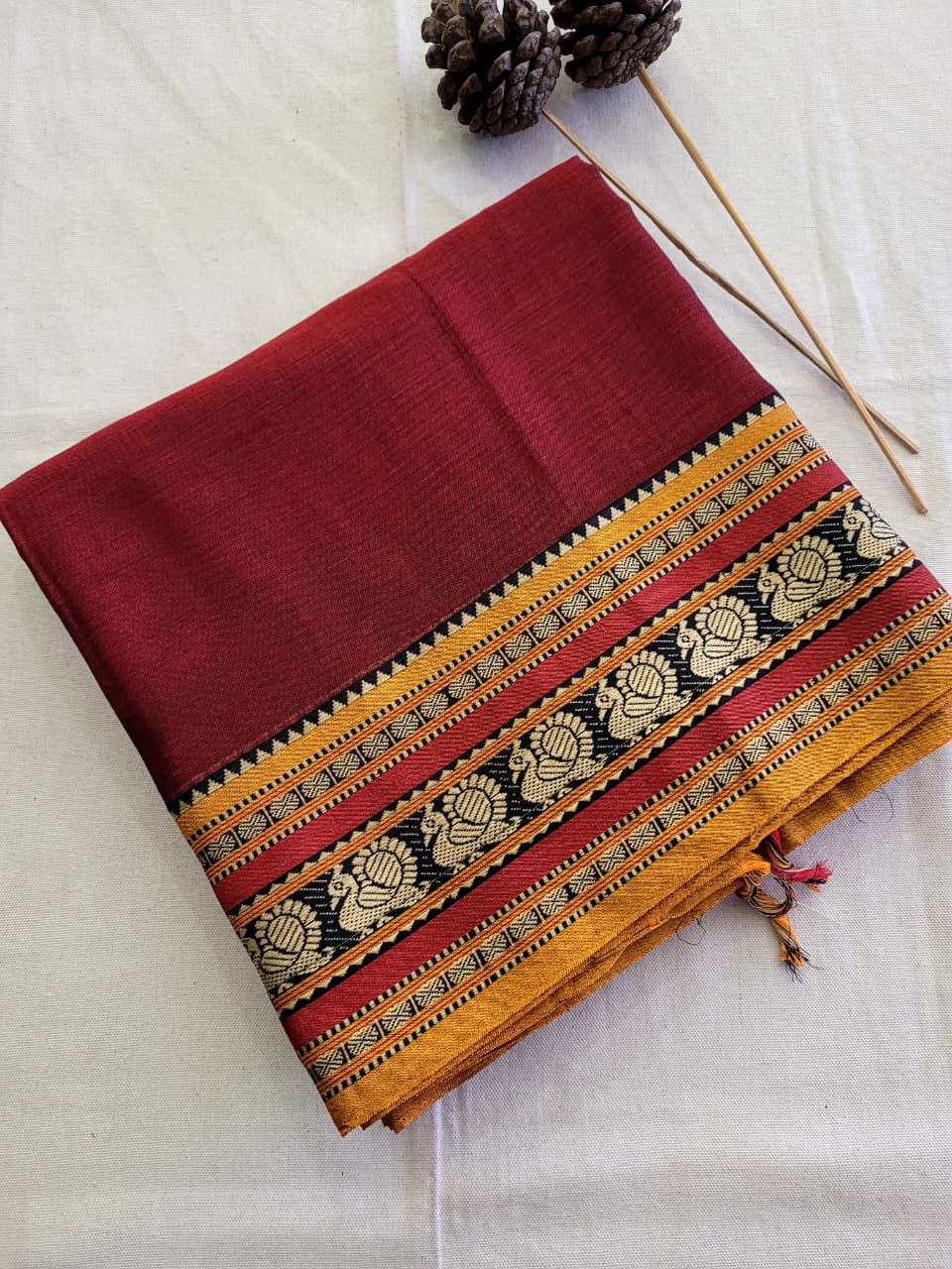 Maroon Narayanpet Cotton Saree