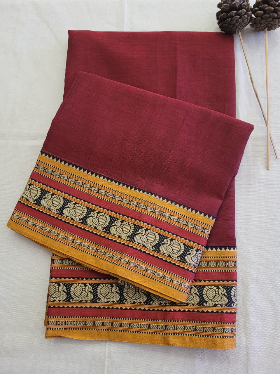 Maroon Narayanpet Cotton Saree