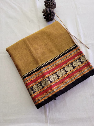 Ocher Narayanpet Cotton Saree