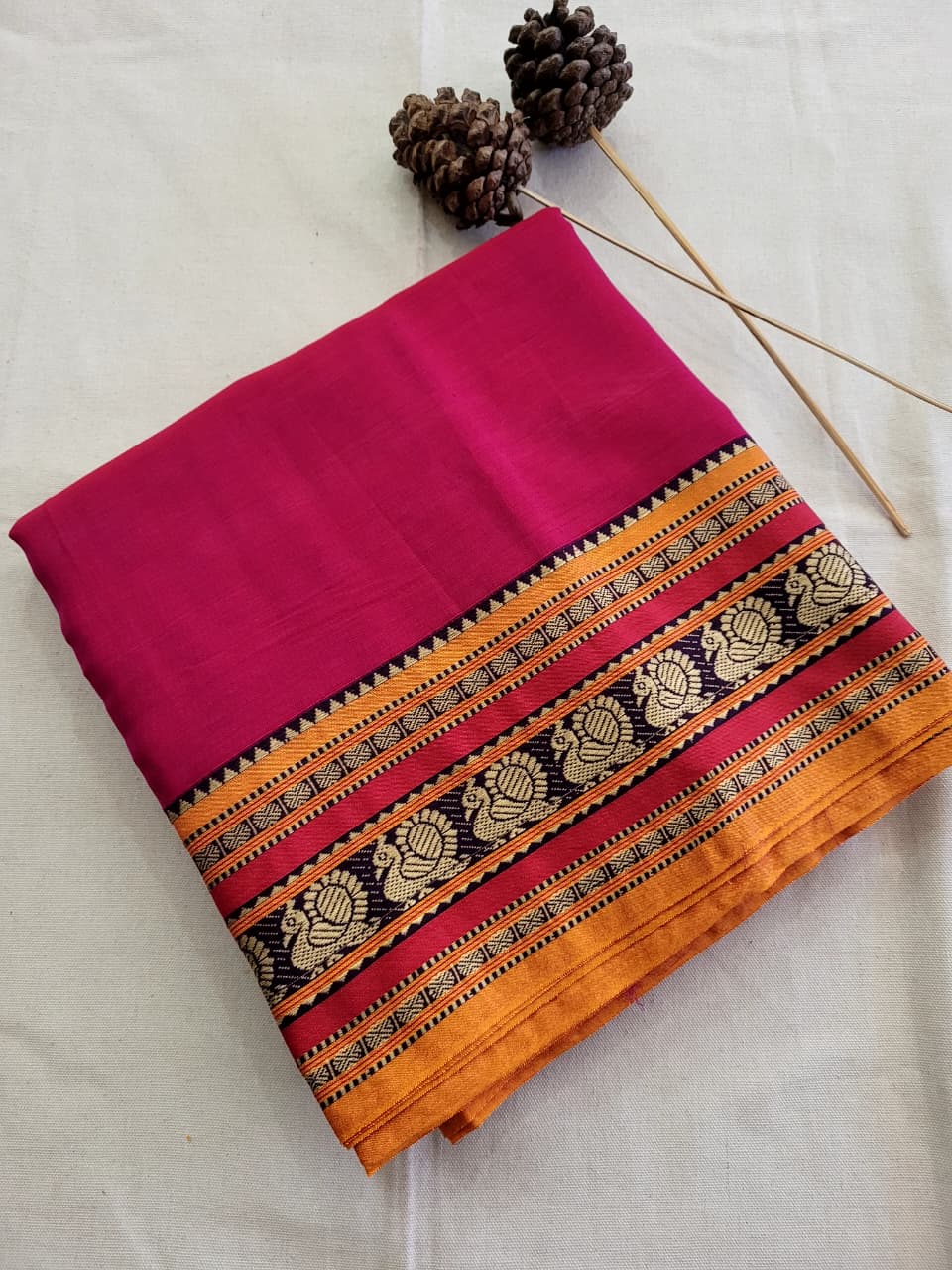 Pink Narayanpet Cotton Saree
