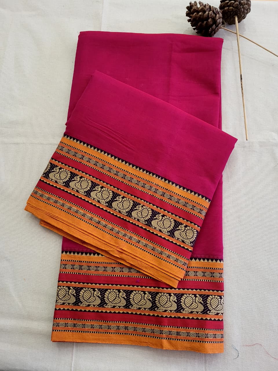 Pink Narayanpet Cotton Saree