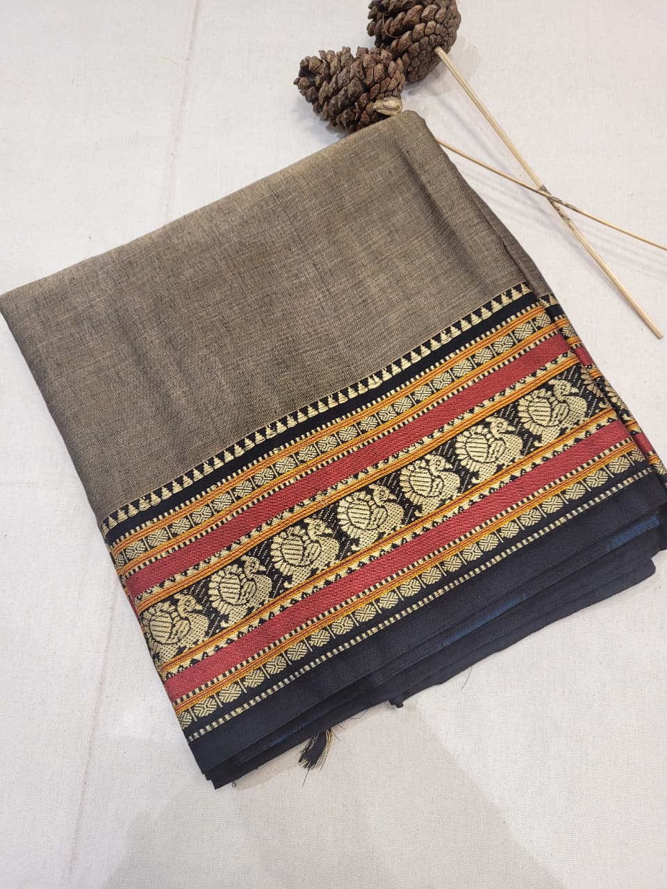 Brown Narayanpet Cotton Saree