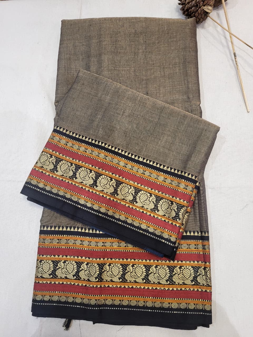 Brown Narayanpet Cotton Saree