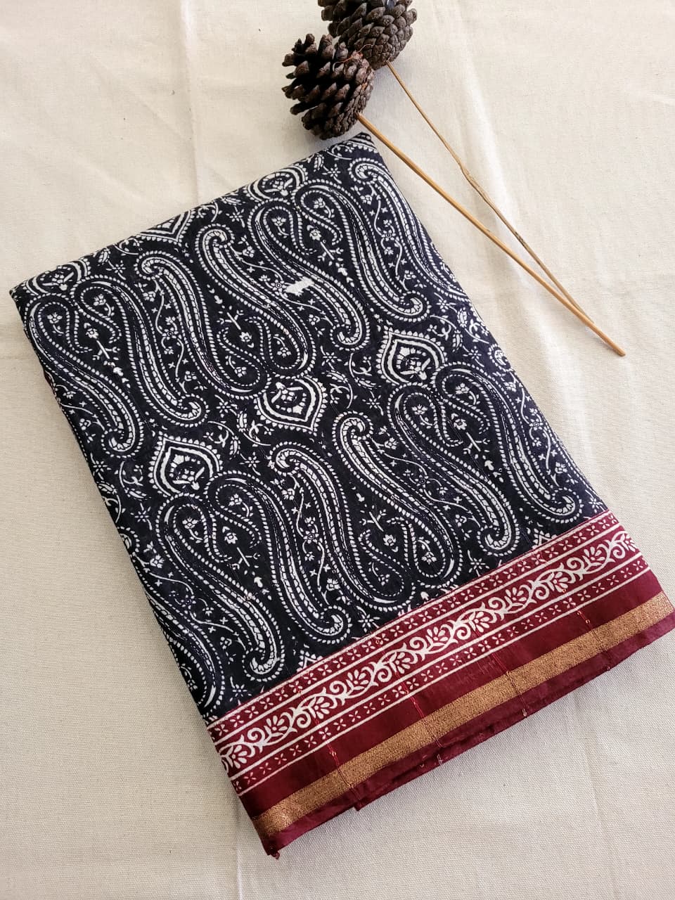 Gray Cotton Saree with Sequins