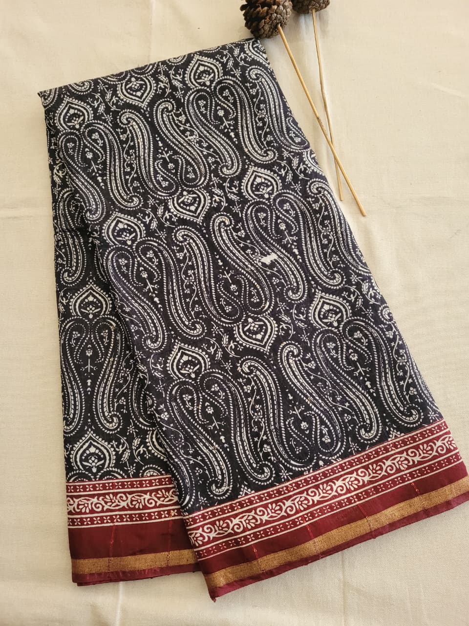 Gray Cotton Saree with Sequins