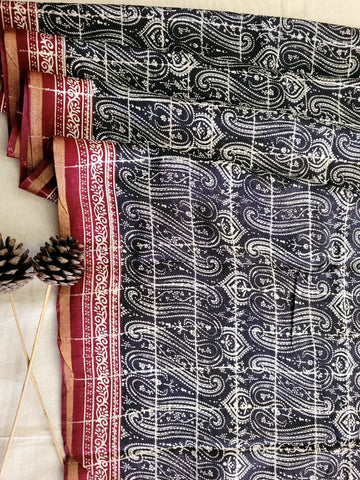 Gray Cotton Saree with Sequins