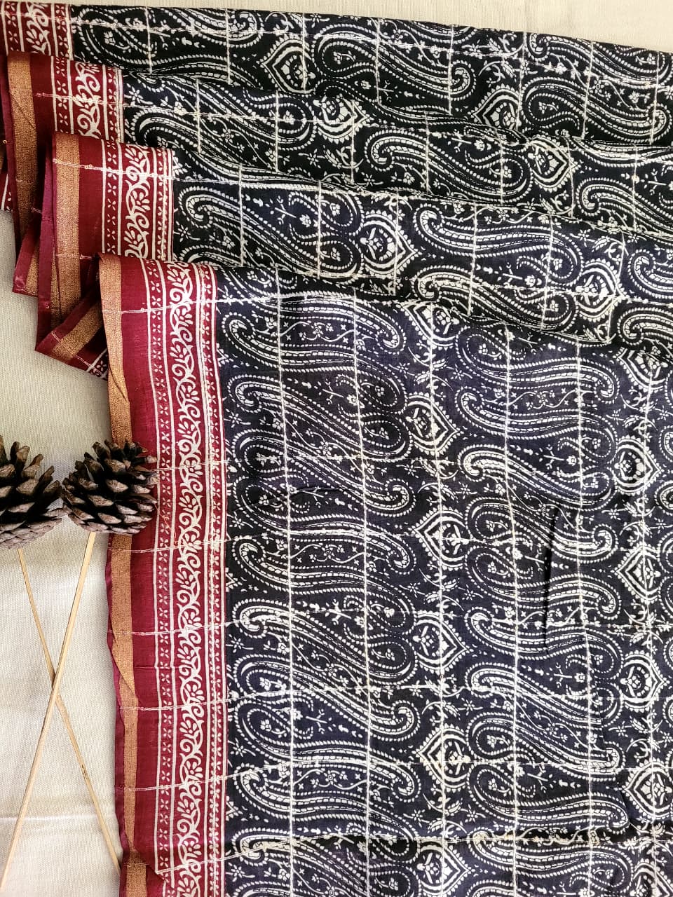 Gray Cotton Saree with Sequins
