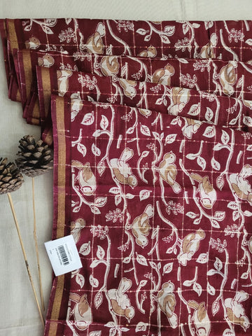 Maroon Cotton Saree with Sequence