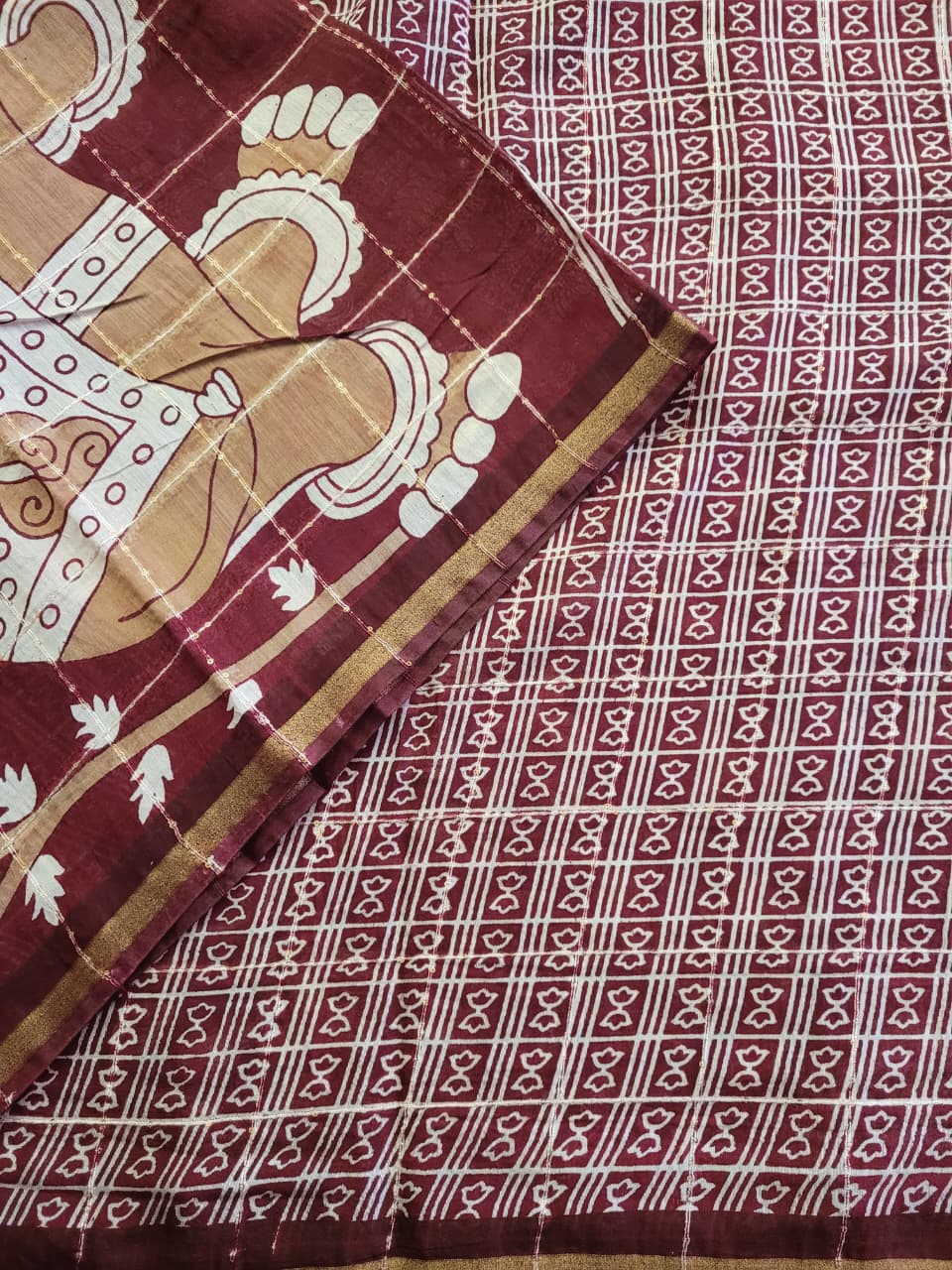 Maroon Cotton Saree with Sequence