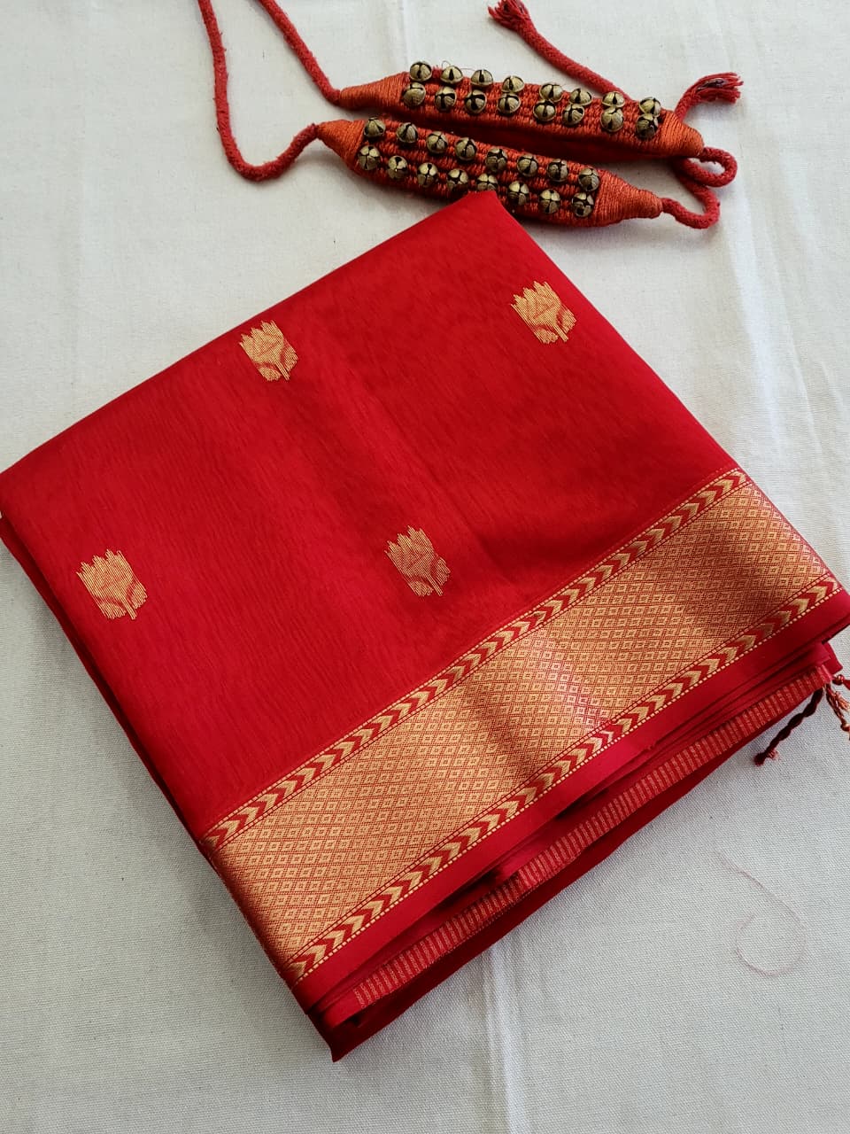 Red Maheshwari Sico Saree