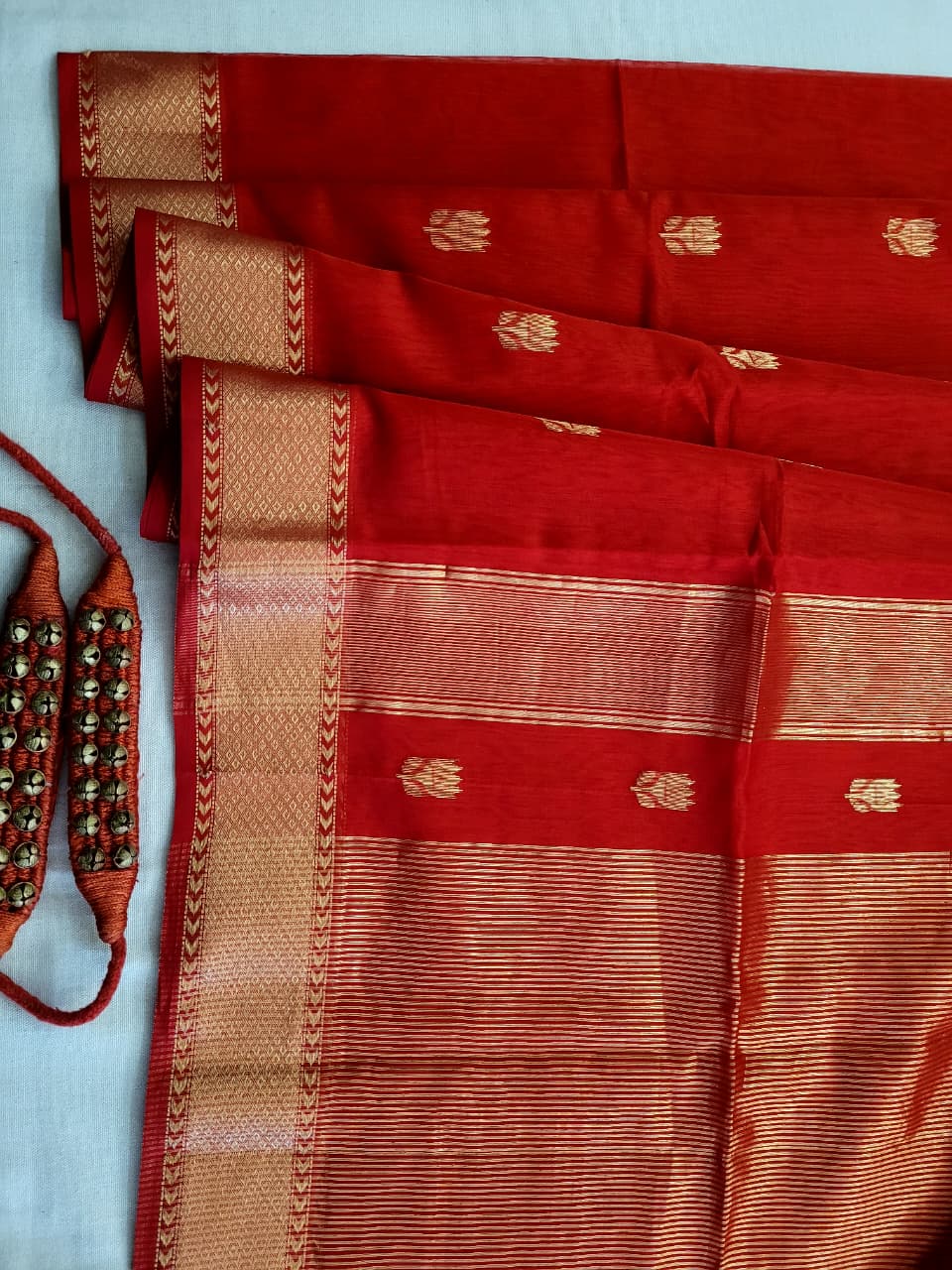 Red Maheshwari Sico Saree