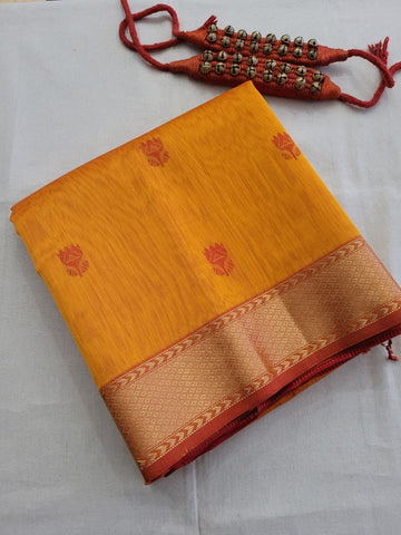 Mustard Maheshwari Silk Saree