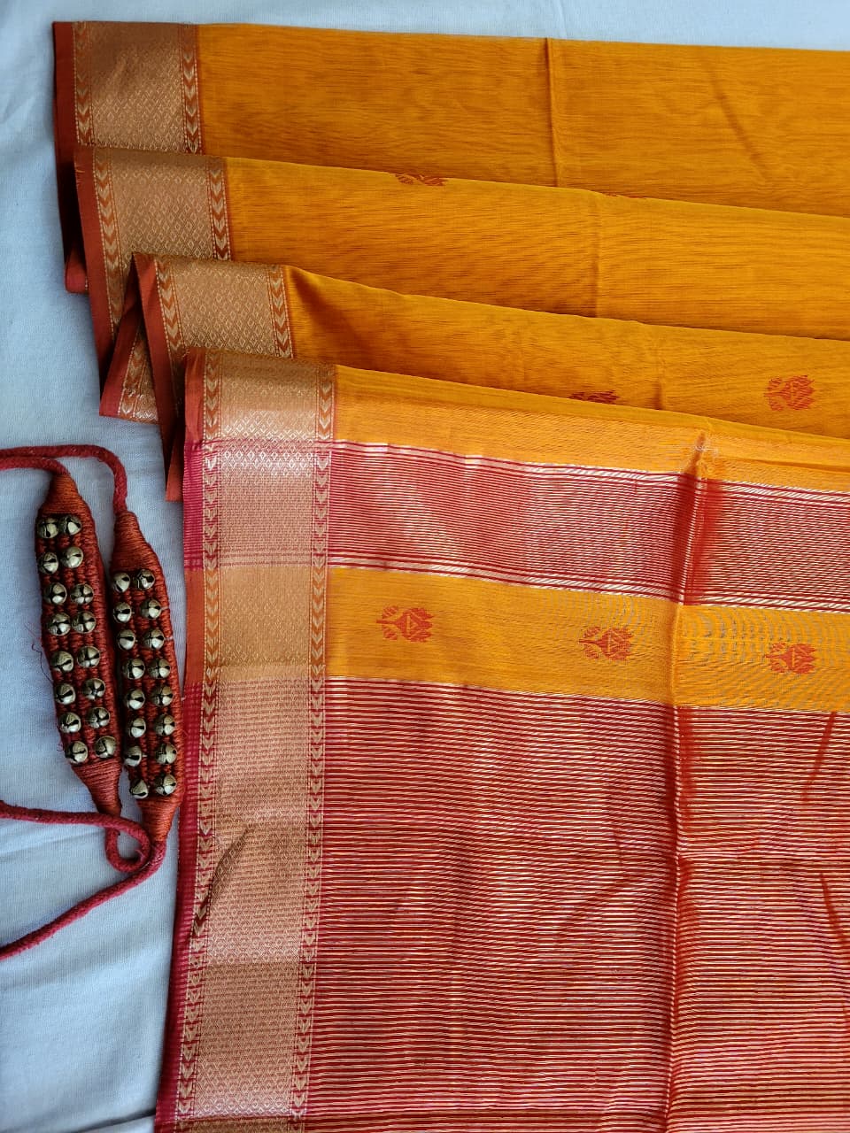 Mustard Maheshwari Silk Saree