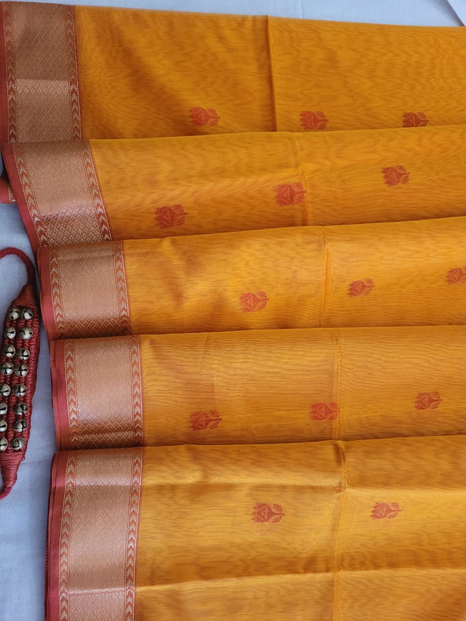 Mustard Maheshwari Silk Saree