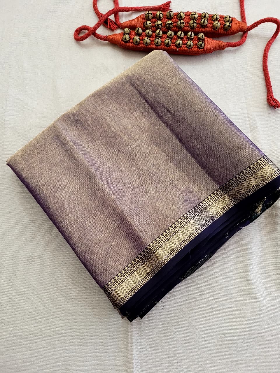 Lavendar Maheshwari Tissue Saree
