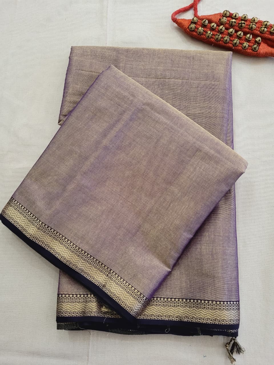 Lavendar Maheshwari Tissue Saree