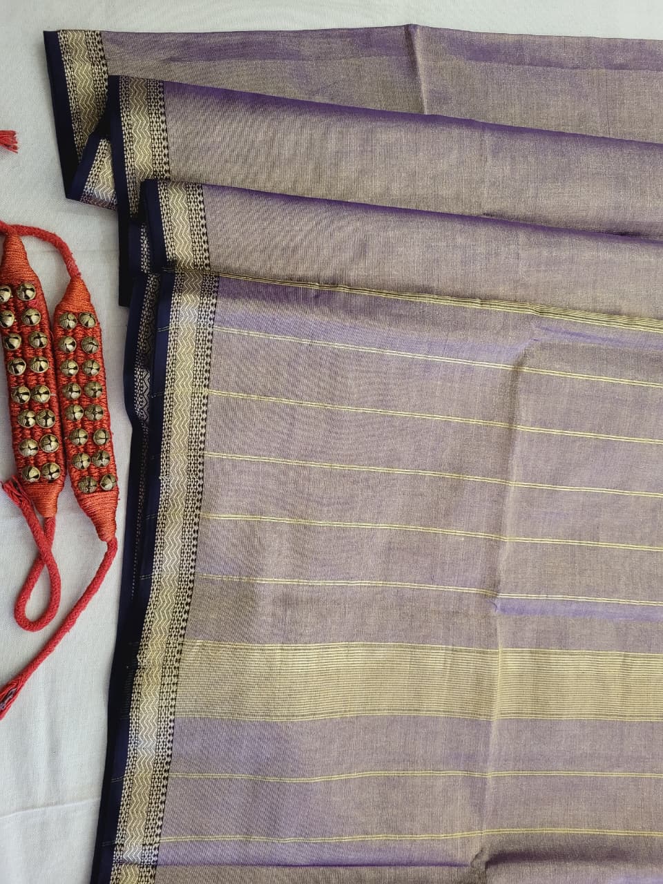 Lavendar Maheshwari Tissue Saree