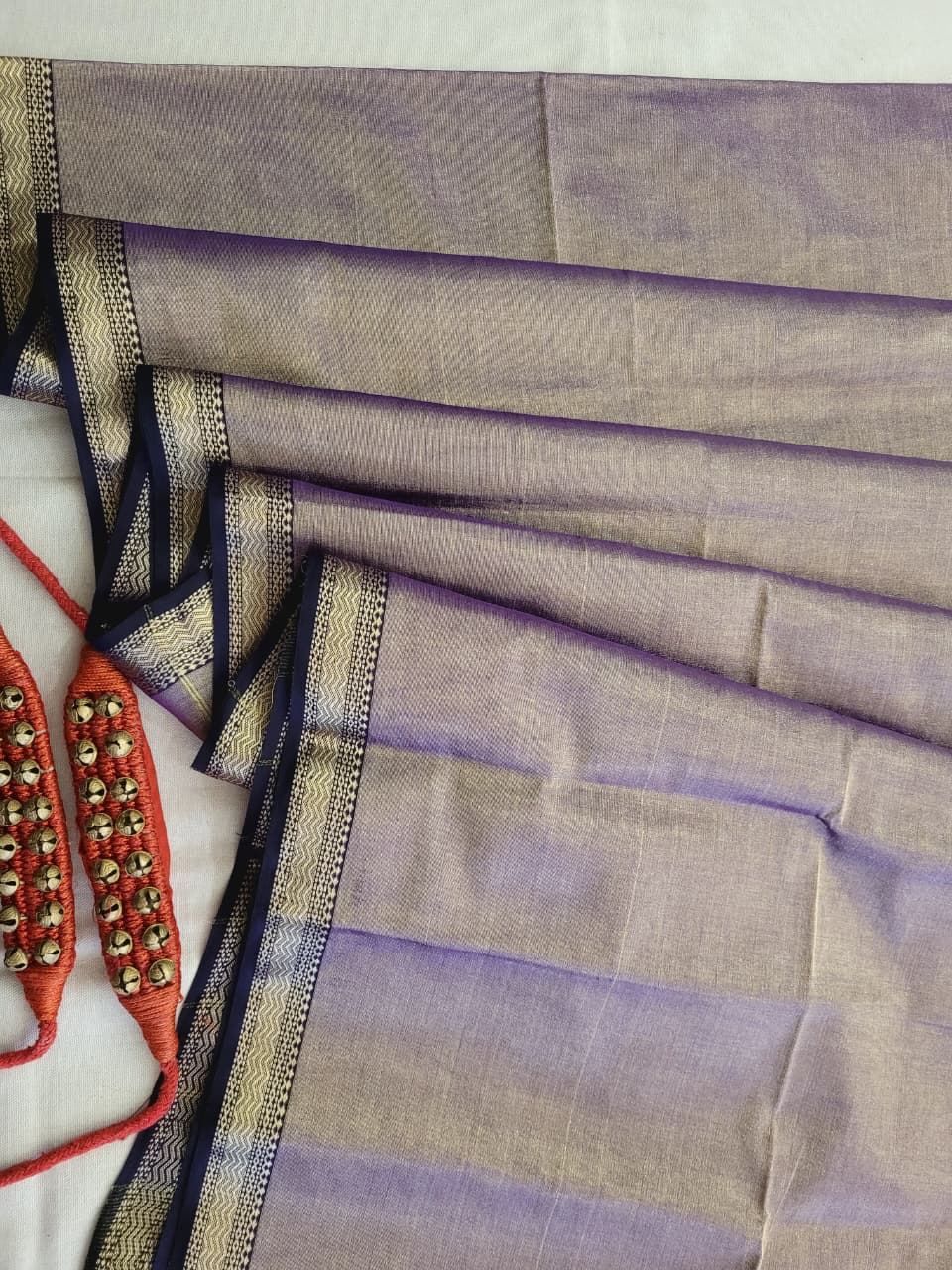 Lavendar Maheshwari Tissue Saree