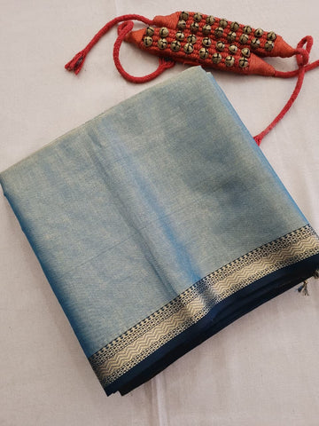 Blue Maheshwari Tissue Saree
