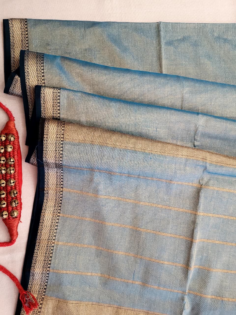 Blue Maheshwari Tissue Saree