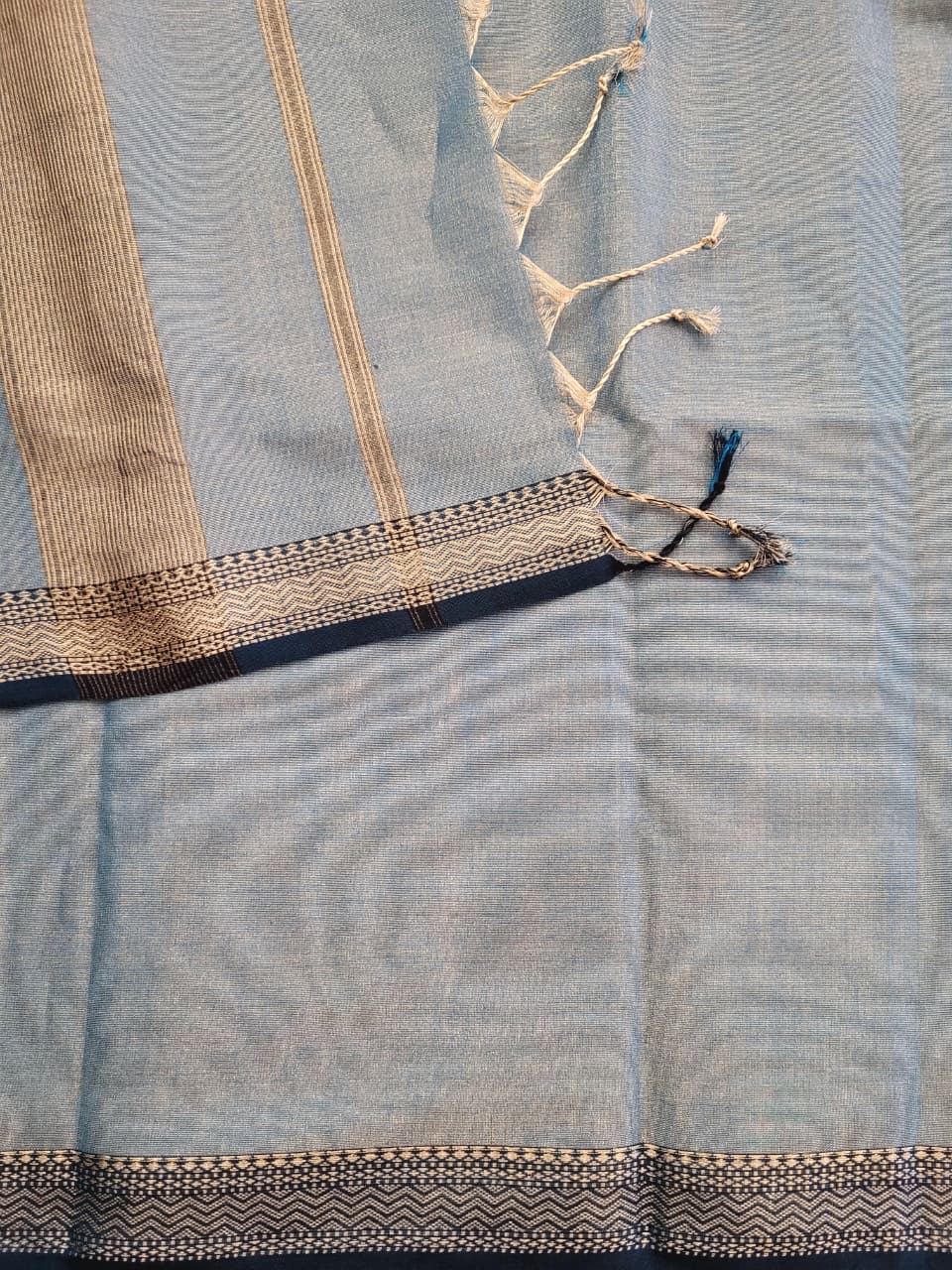 Blue Maheshwari Tissue Saree