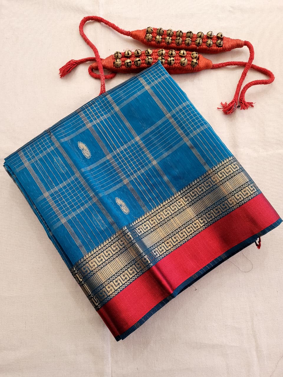 Teal Maheshwari Saree