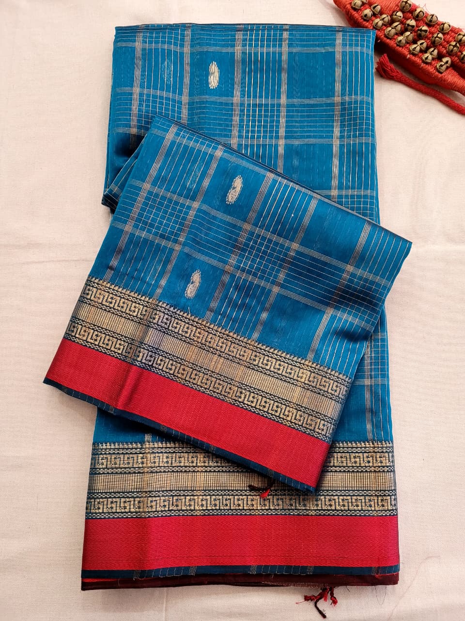 Teal Maheshwari Saree