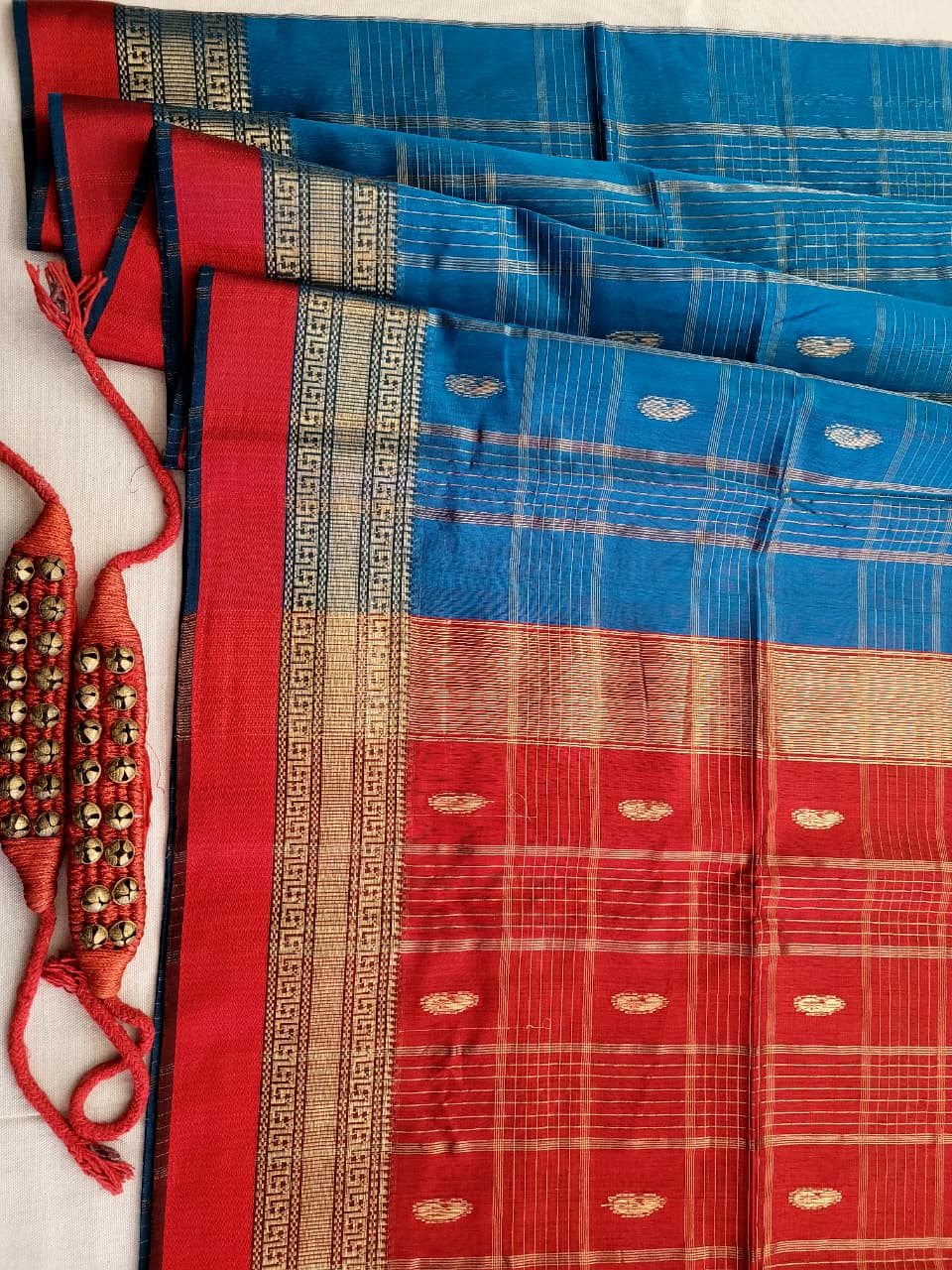 Teal Maheshwari Saree