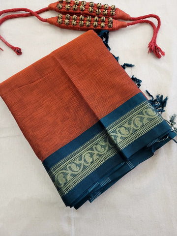 Brown Radha Cotton Silk Saree