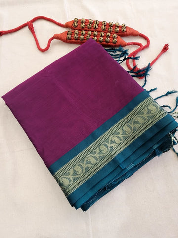 Purple Radha Cotton Silk Saree