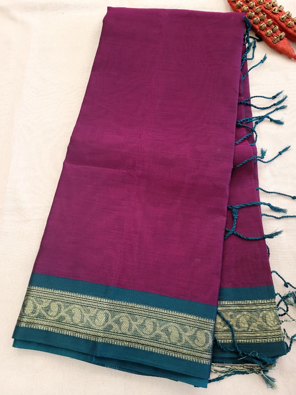 Purple Radha Cotton Silk Saree