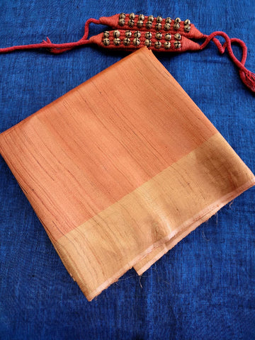 Orange Pure Tussar Saree
