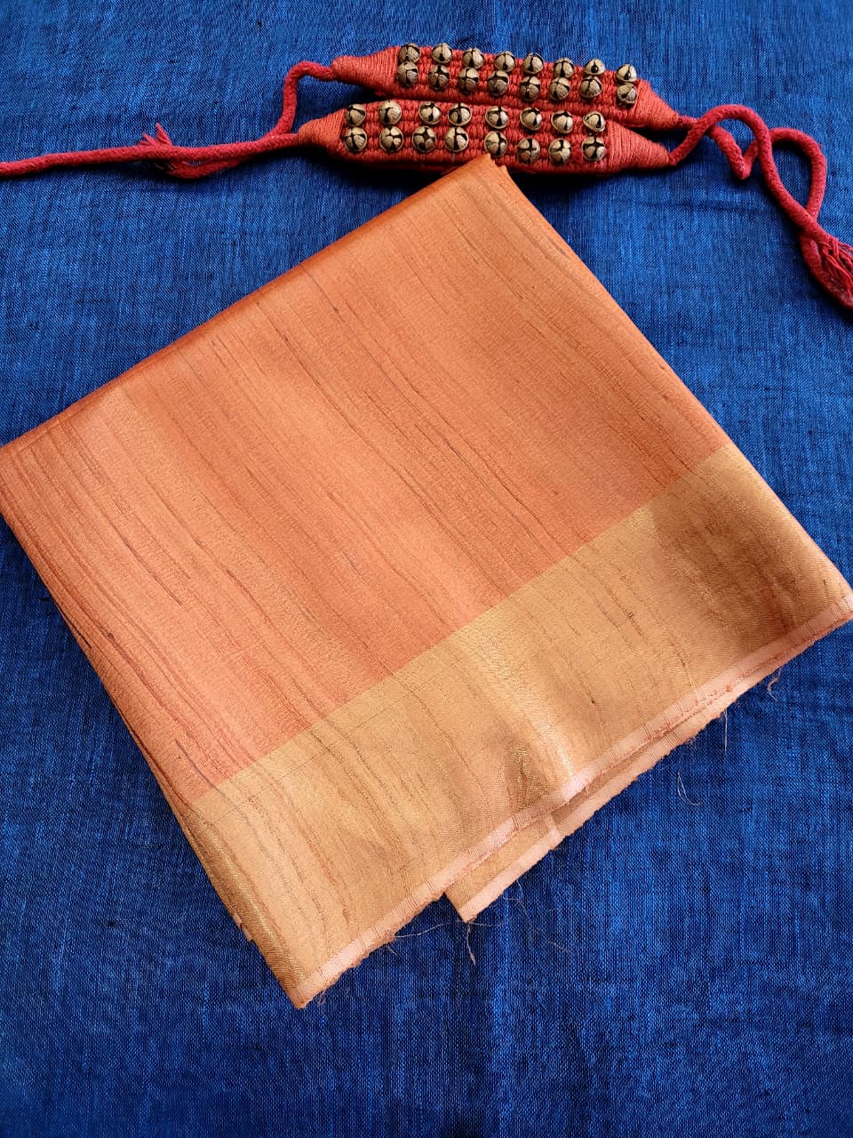 Orange Pure Tussar Saree