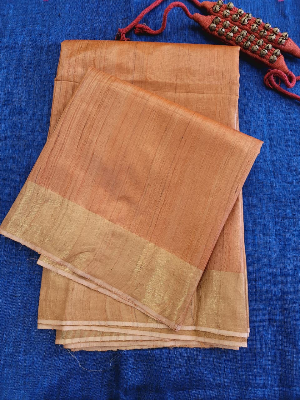 Orange Pure Tussar Saree