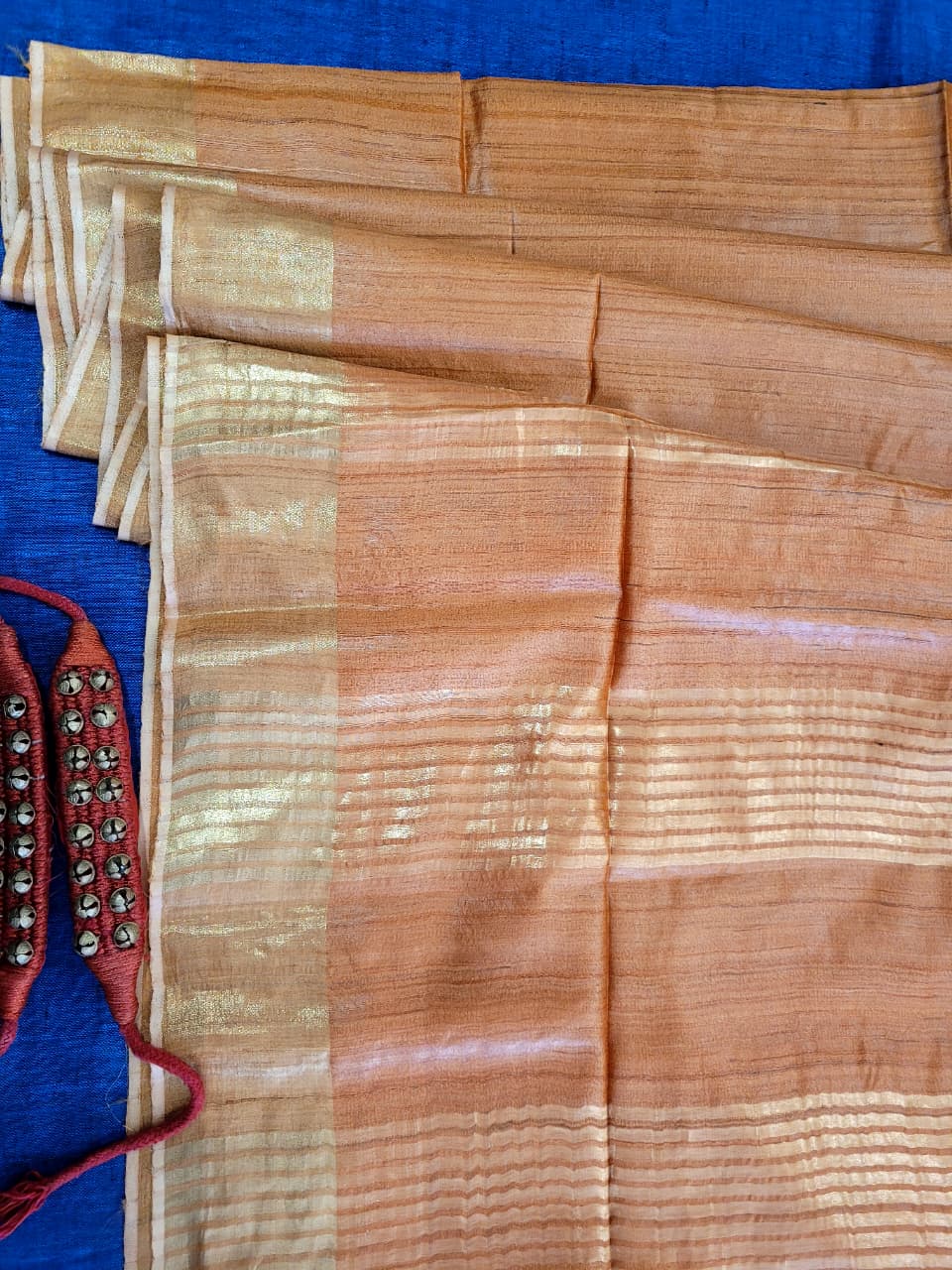 Orange Pure Tussar Saree