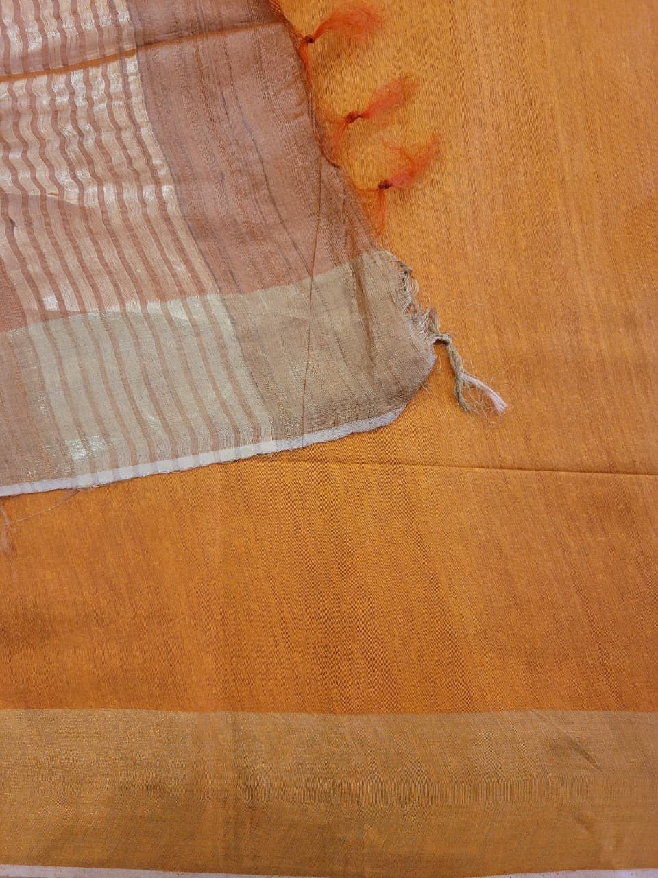 Orange Pure Tussar Saree